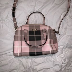 Pink and black plaid kate spade bag